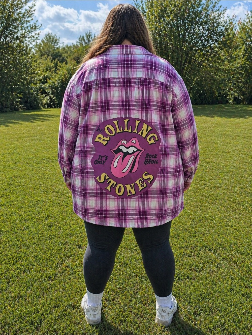 Rolling Stones Pink Plaid Flannel Shirt Jacket